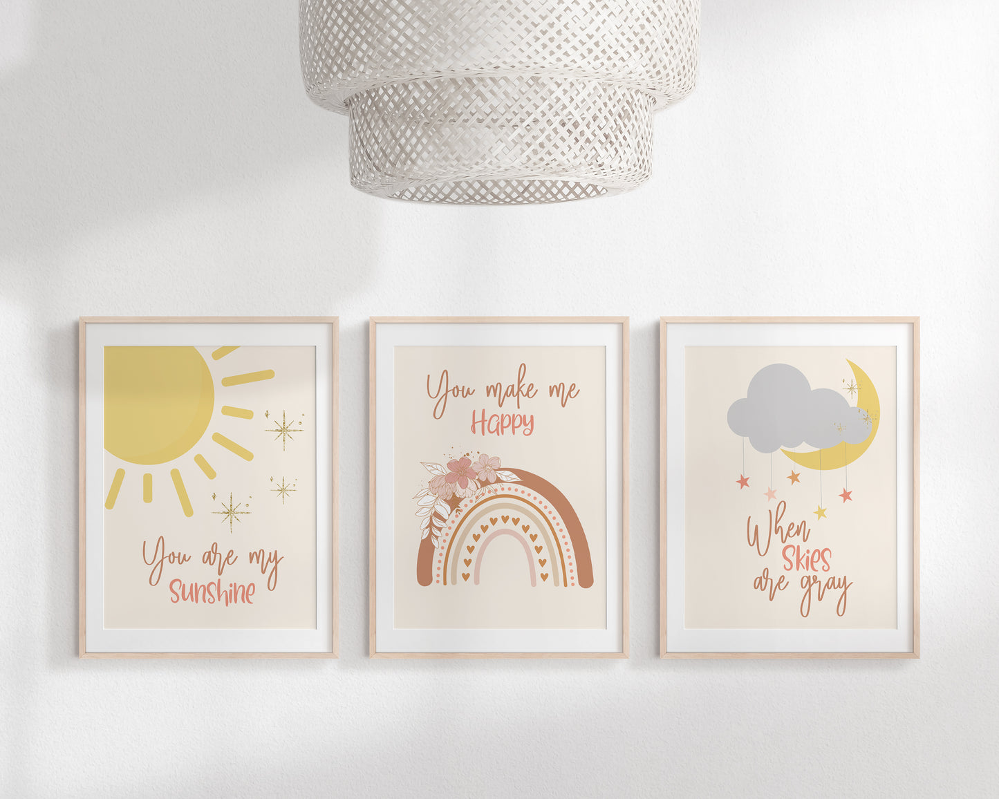 You are my sunshine wall art for nursery,Girls Nursery Boho Neutral Decor, Neutral Rainbow Set,Ray of sunshine, Boho Nursery Sunshine Prints