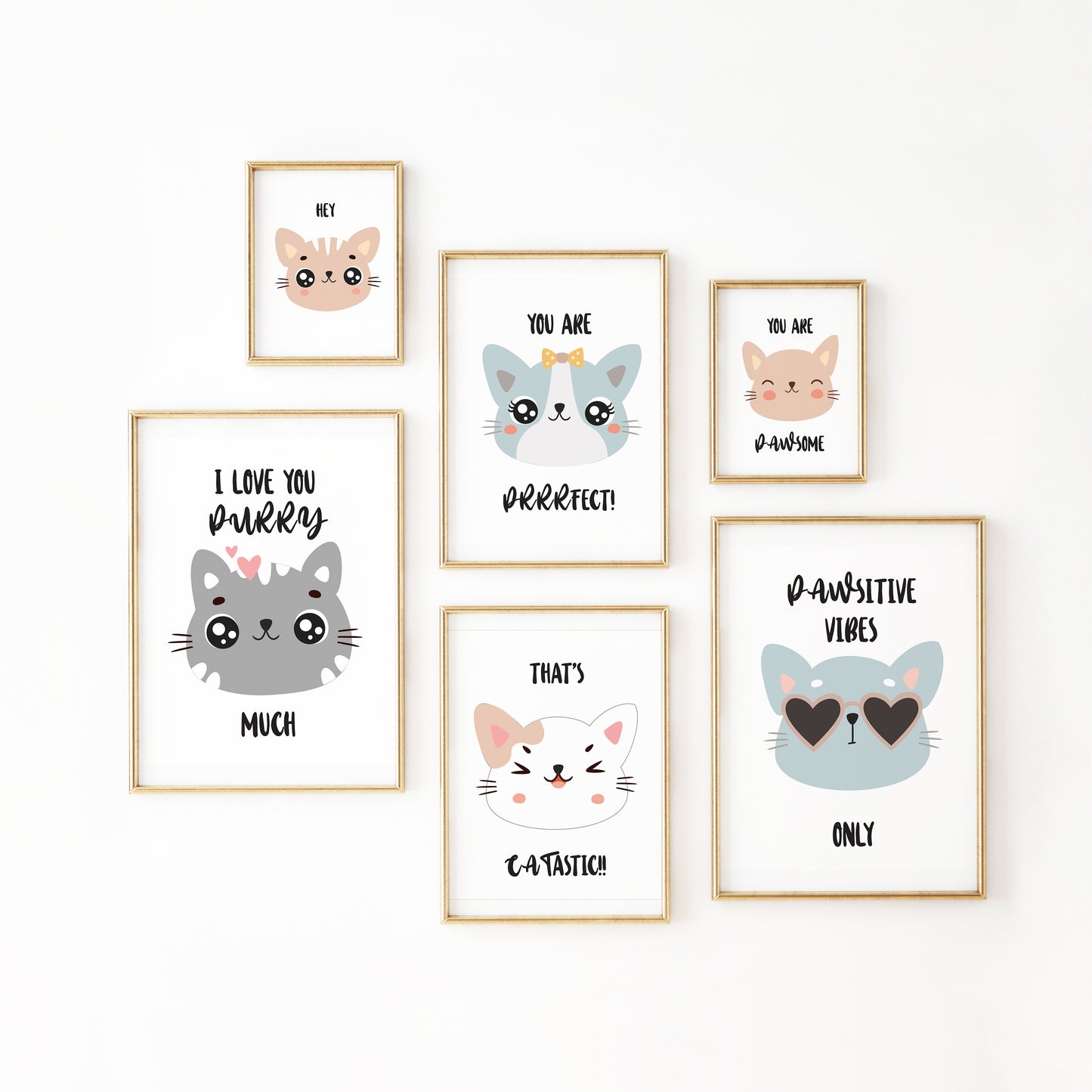 Cat Wall Art Minimalism,Kids Motivational Wall Art,Nursery Cat Lovers,Kitten Posters,Neutral Colors,kitten wall decor,kitten nursery theme