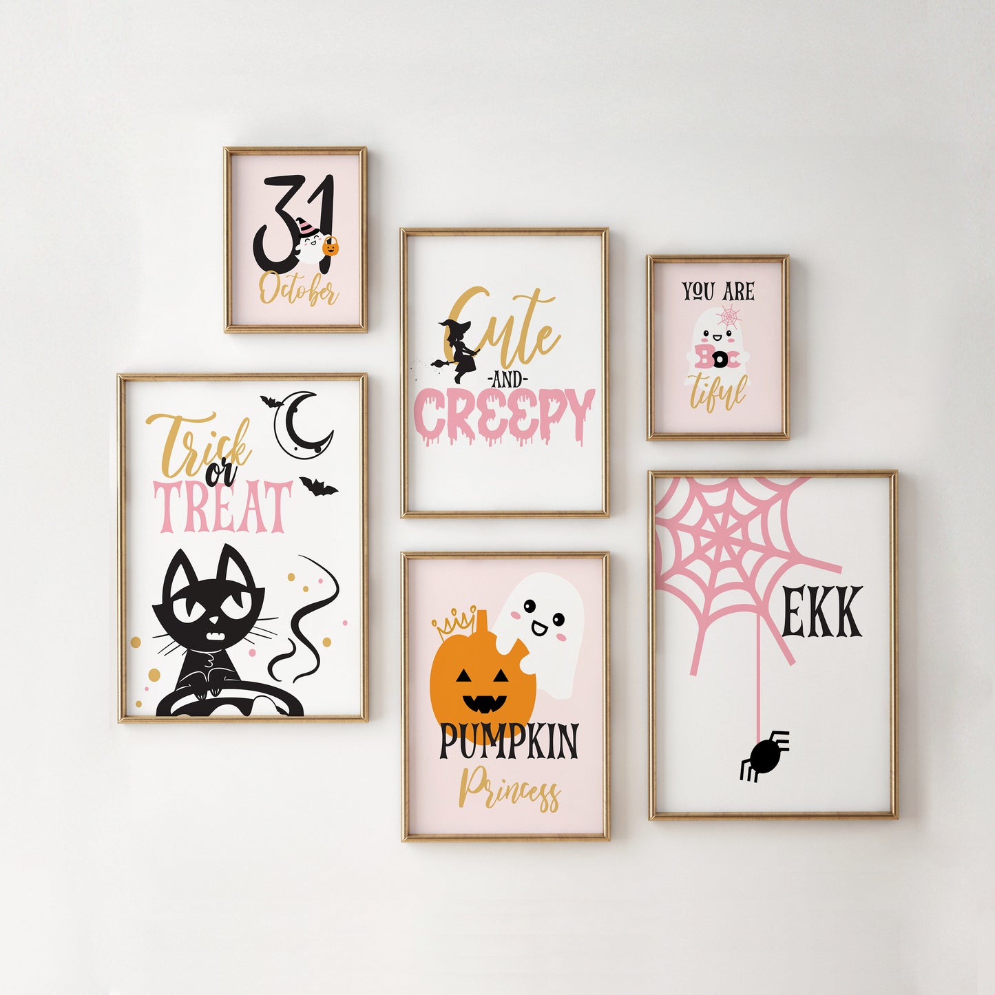 Cute Pink Halloween Gallery Wall Art Print