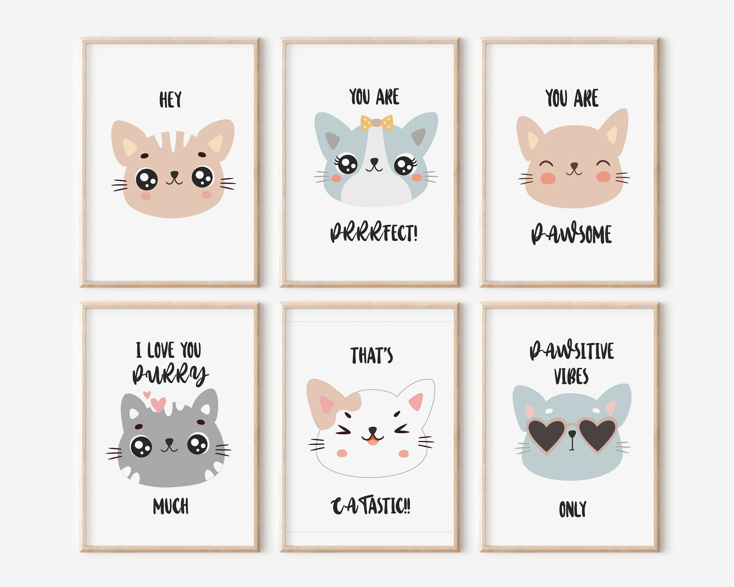 Cat Wall Art Minimalism,Kids Motivational Wall Art,Nursery Cat Lovers,Kitten Posters,Neutral Colors,kitten wall decor,kitten nursery theme