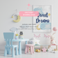Sweet Dreams Baby Girl Nursery Wall Art Decor,Clouds & Stars Nursery Prints,Cute Bunny,Soothing Prints,Baby Shower Gift,Goodnight Quotes