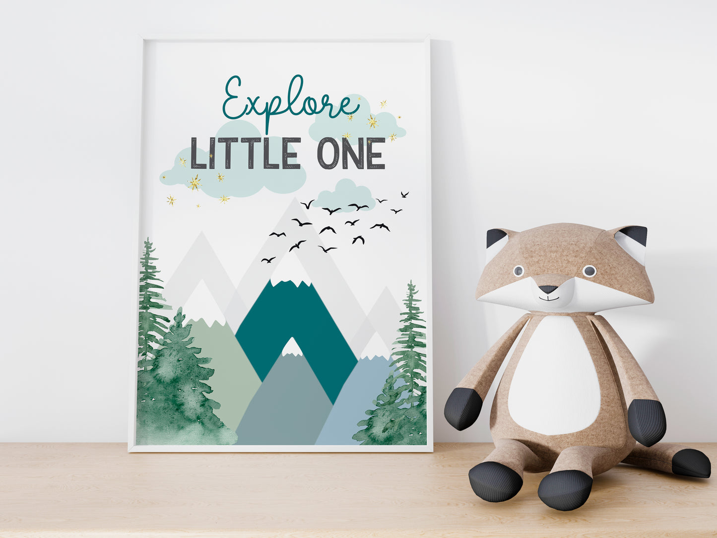 Forest Nursery Decor,Mountain Nursery Print,Adventure Awaits Sign,Forest Animals,Forest Print,Explore Little One,Dream Big Sign, Kids Room