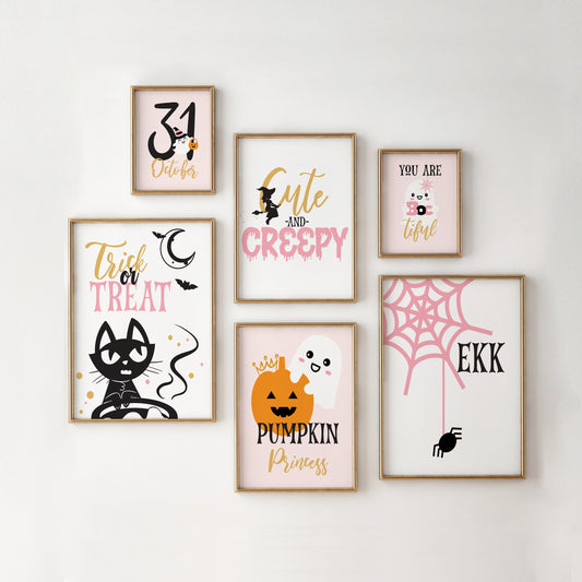 Cute Pink Halloween Gallery Wall Art Print