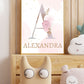 Custom Letter Print,Girl Nursery Decor,Personalized Initial,New Baby Birth Print,Name Art,Baby Girl Nursery,Custom name,Bouquets,Pink Floral