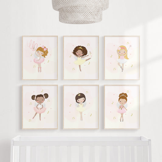 Set of 6 Wall Art Ballerina Poses Prints